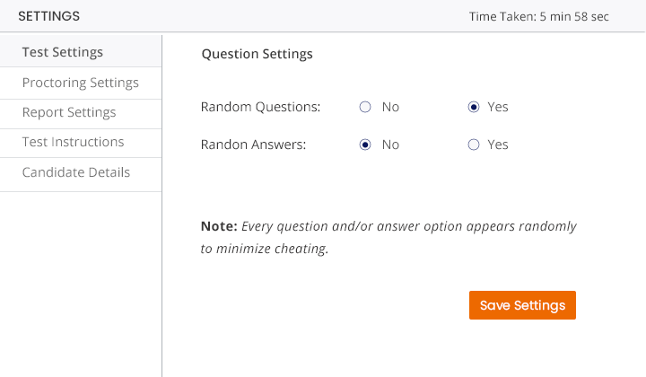 question answer randomnisation