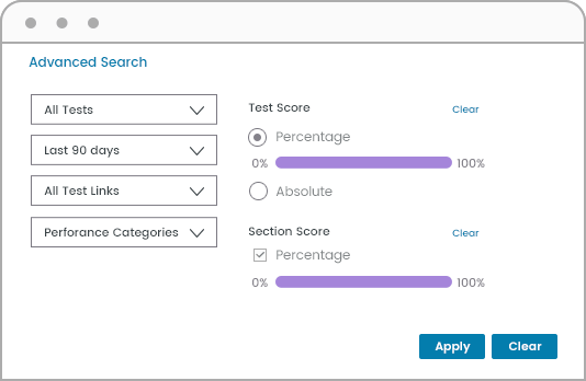 Advanced filters and search